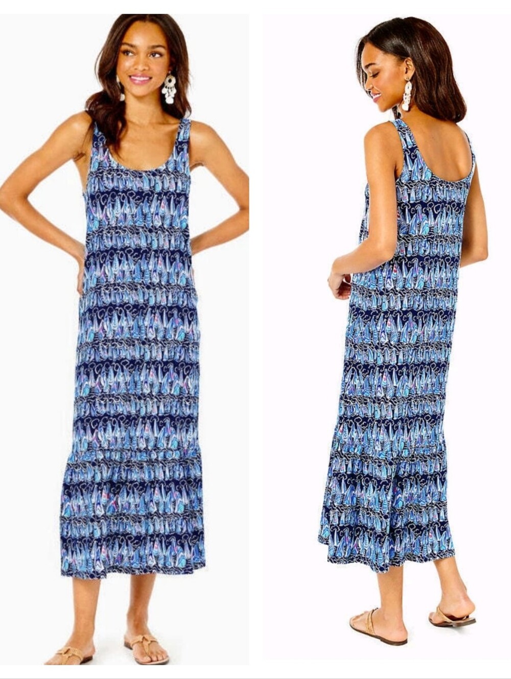 Lilly Pulitzer Martins Low Tide Navy Sails Stripes Pima Cotton Midi Dress XL
